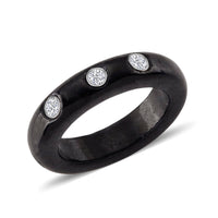 Lab Grown Diamond (G-H, SI) (0.15 cts), Black Jade Band Ring in Rhodium Over Sterling Silver (Size 10.0) 16.65 ctw