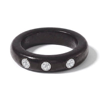 Lab Grown Diamond (G-H, SI) (0.15 cts), Black Jade Band Ring in Rhodium Over Sterling Silver (Size 10.0) 16.65 ctw