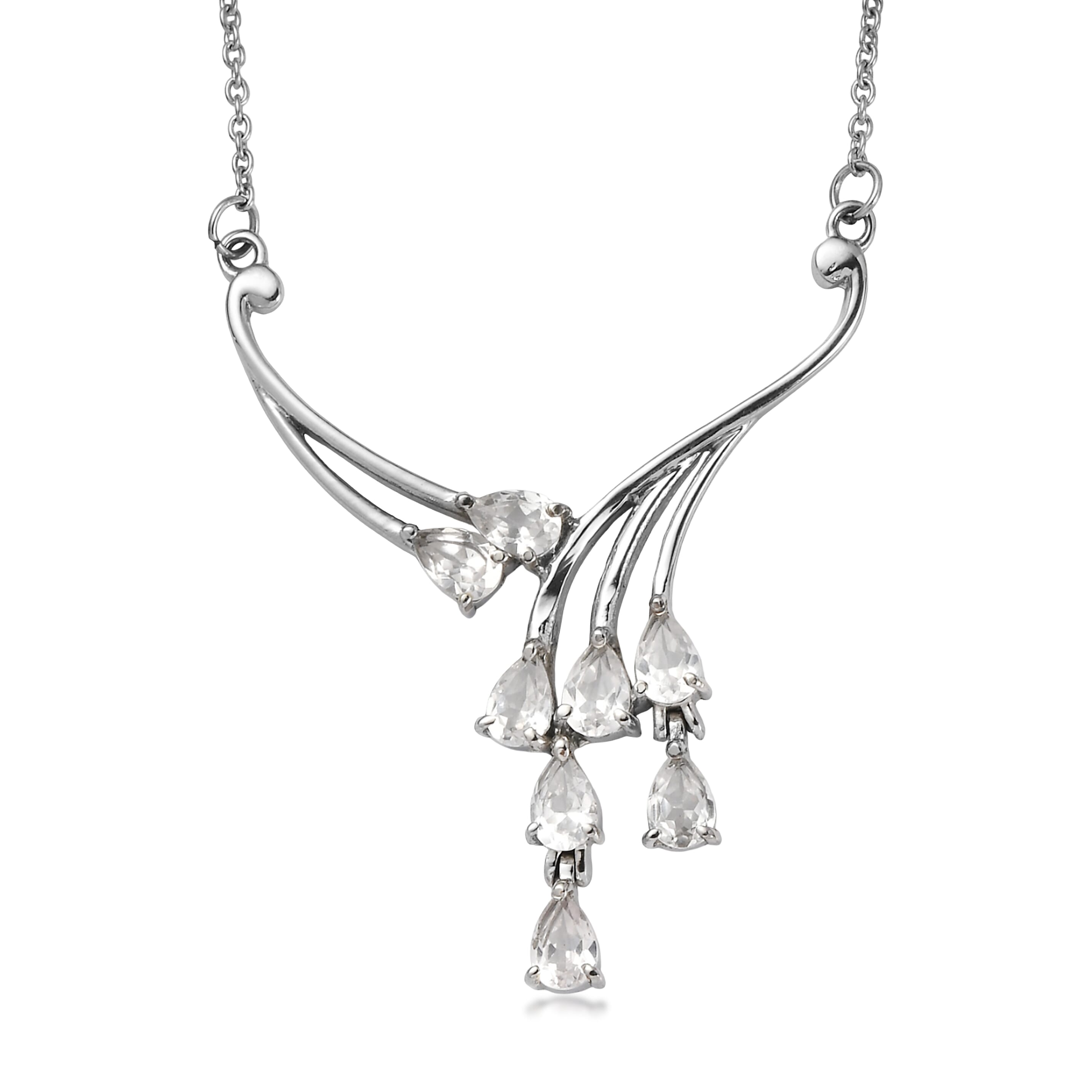 EverTrue Lab Created White Sapphire 4.35 ctw Necklace in Stainless Steel 18 Inches