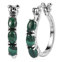 EverTrue African Malachite Hoop Earrings in Stainless Steel 4.00 ctw