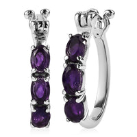 EverTrue African Amethyst 2.75 ctw Hoop Earrings in Stainless Steel