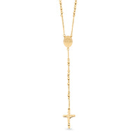 Miraculous Medal Coin Necklace with Cross Charm (30 Inches) in ION Plated YG Stainless Steel