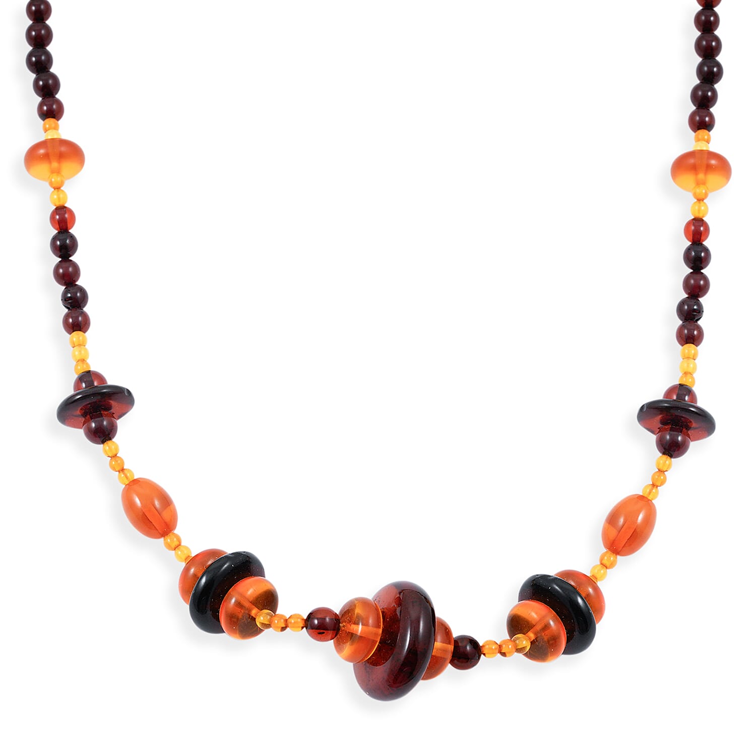 Baltic Amber Beaded Necklace in Sterling Silver (22 Inches)