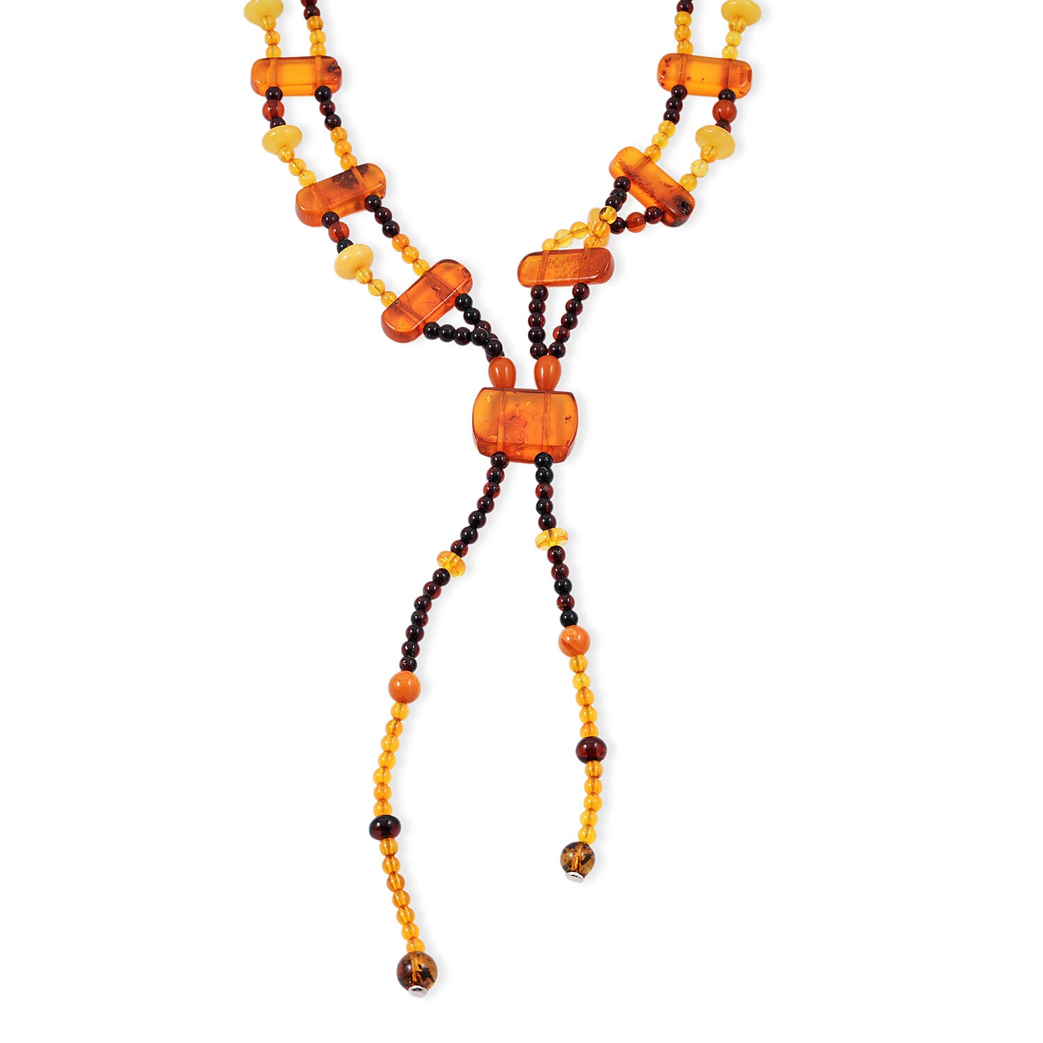 Baltic Amber Beaded Necklace in Sterling Silver (22 Inches)