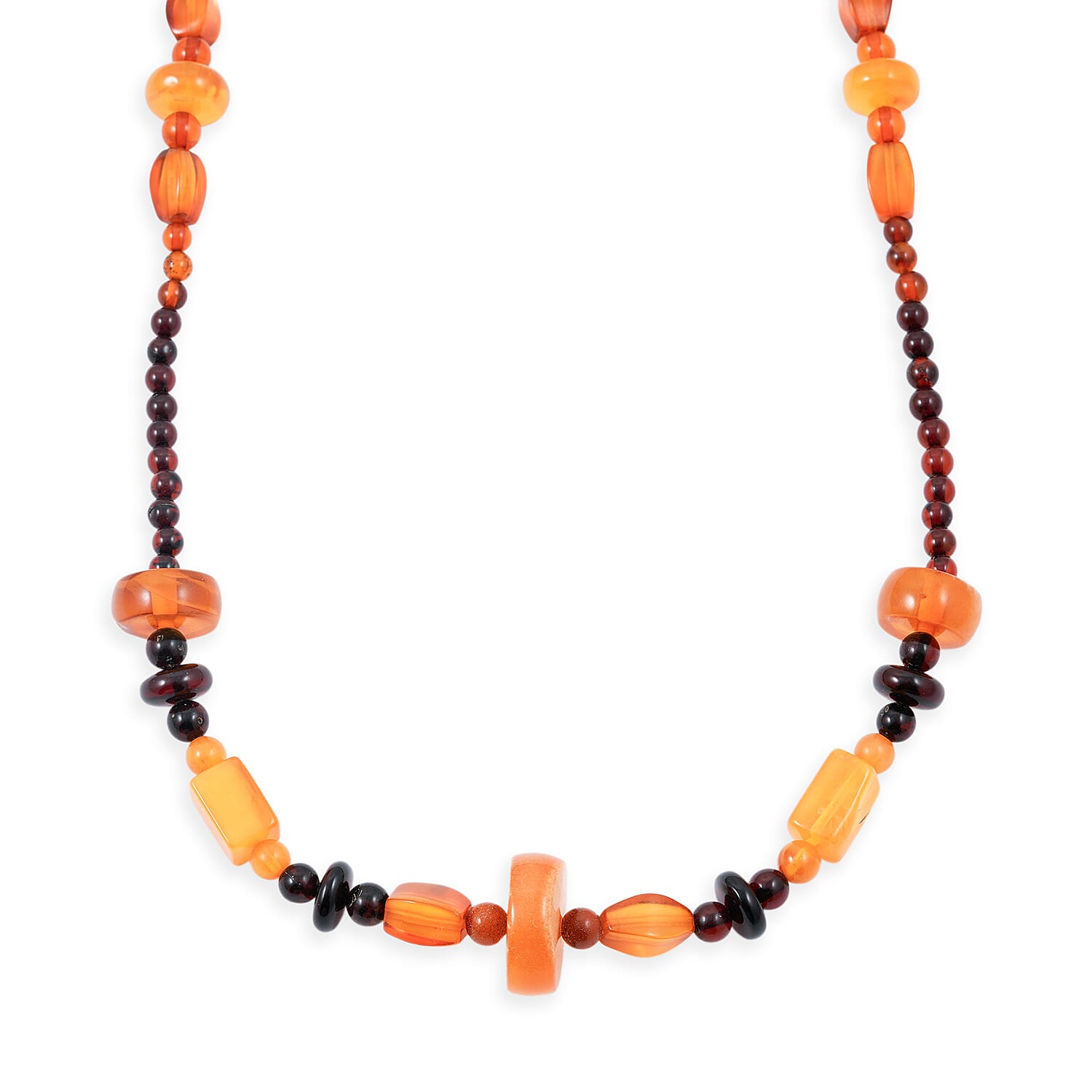 Baltic Amber Beaded Necklace in Sterling Silver (22 Inches)