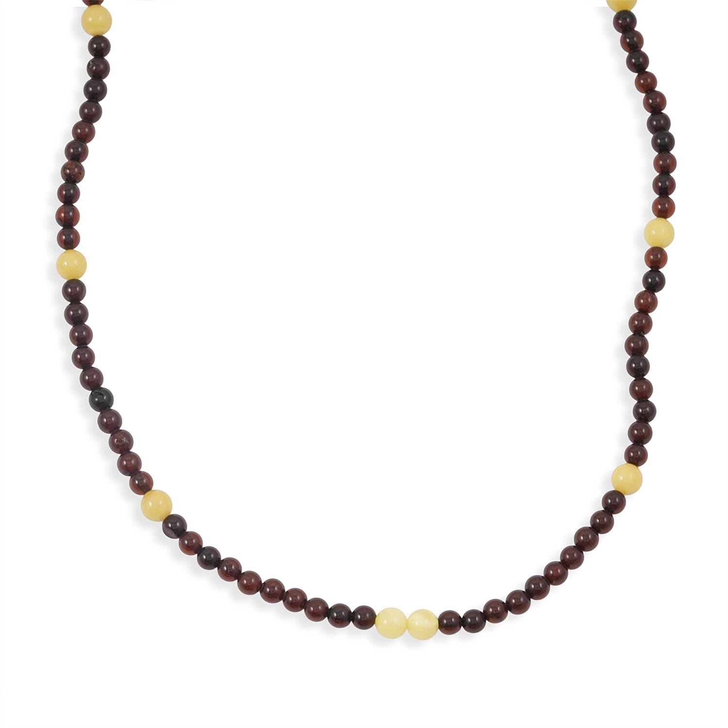 Baltic Amber Beaded Necklace in Sterling Silver (23 Inches)