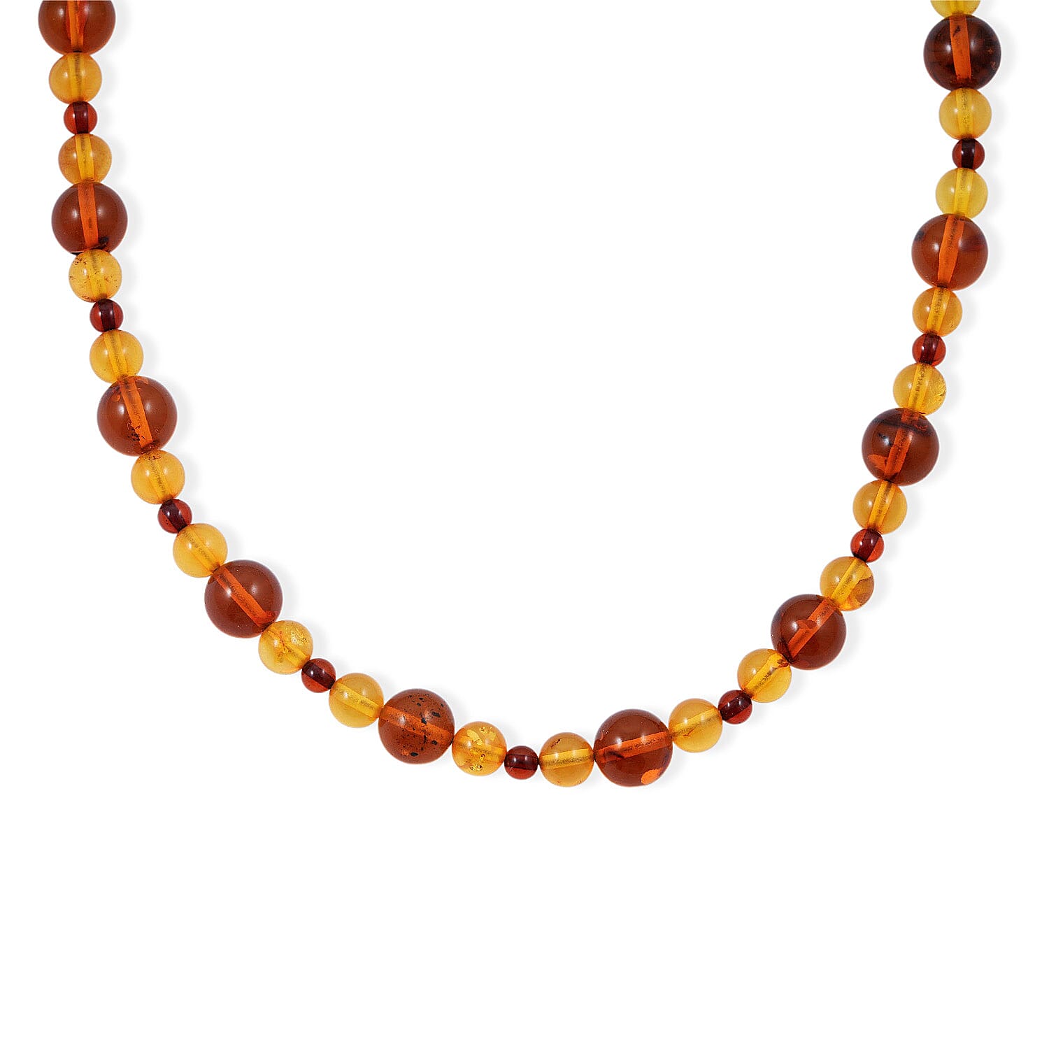 Baltic Amber Beaded Necklace in Sterling Silver (23 Inches)