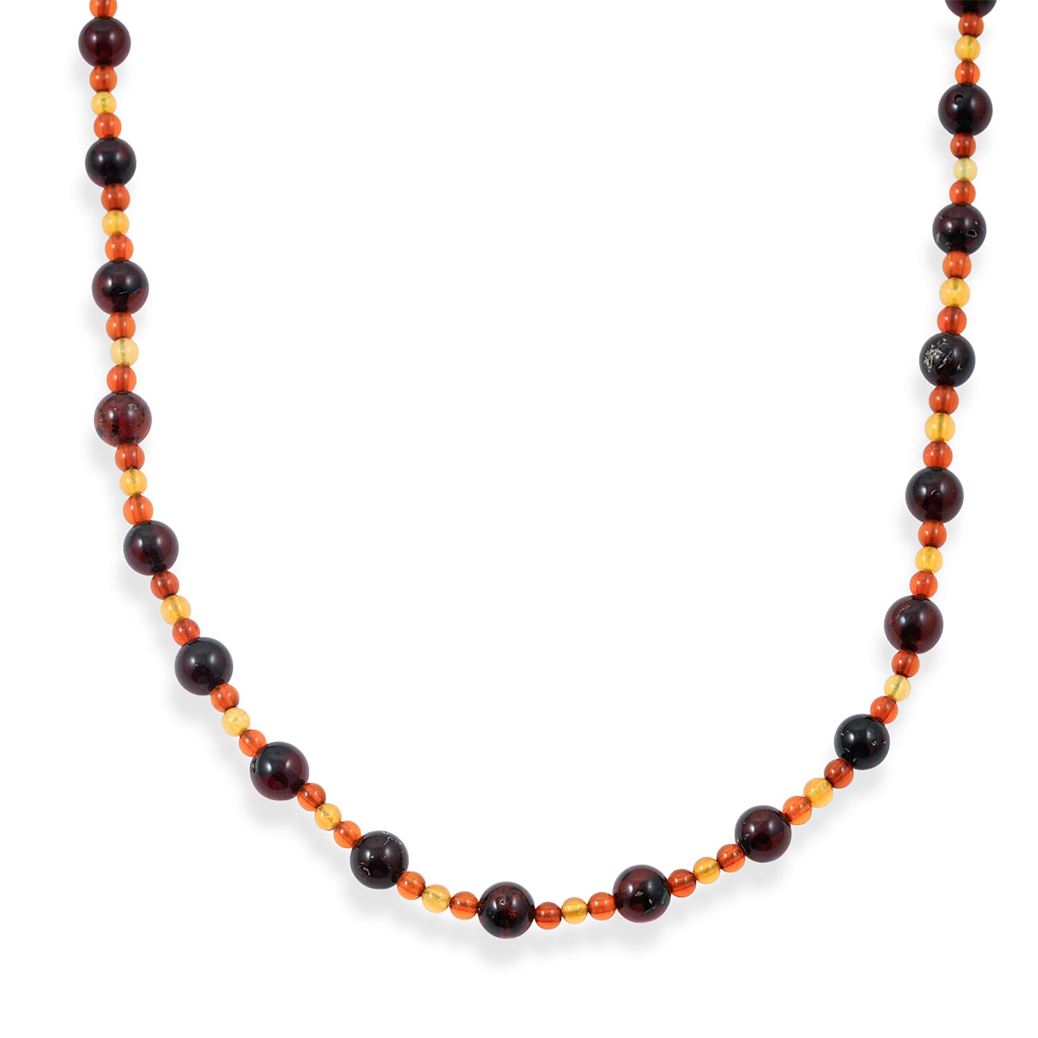 Baltic Amber Beaded Necklace in Sterling Silver (24 Inches)