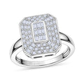 D'Joy Natural Blue Diamond Cluster Halo Ring in Rhodium Over Sterling Silver (Size 10.0) 0.50 ctw - Sticky add to cart bar