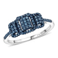 D'Joy Natural Blue Diamond Multi-row Cluster Ring in Rhodium Over Sterling Silver (Size 6.0) 0.33 ctw - Sticky add to cart bar
