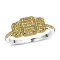 D'Joy Natural Blue Diamond Multi-row Cluster Ring in Rhodium Over Sterling Silver (Size 6.0) 0.33 ctw - Sticky add to cart bar