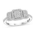 D'Joy Natural Blue Diamond Multi-row Cluster Ring in Rhodium Over Sterling Silver (Size 6.0) 0.33 ctw - Sticky add to cart bar