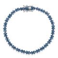 D'Joy Natural Blue Diamond Blooming Flower Bracelet in Rhodium Over Sterling Silver (7.25 In) 4.00 ctw - Sticky add to cart bar