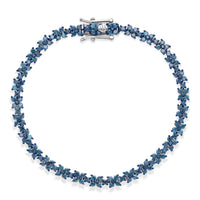 D'Joy Natural Blue Diamond Blooming Flower Bracelet in Rhodium Over Sterling Silver (7.25 In) 4.00 ctw