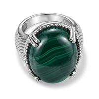 EverTrue African Malachite Solitaire Ring in Stainless Steel (Size 6.0) 29.75 ctw