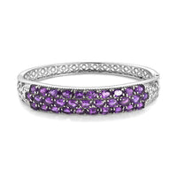 EverTrue African Ametyst Bangle Bracelet in Stainless Steel (7.25 In) 14.80 ctw