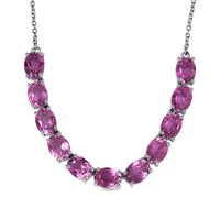EverTrue African Lilac Quartz (Triplet) 16.30 ctw Radiant Rosary Glow Necklace in Platinum Bond and Stainless Steel 18 Inches (Ships in 5-7 Days)