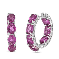 EverTrue African Lilac Quartz (Triplet) 20.75 ctw Radiant Rosary Glow Hoop Earrings in Platinum Bond (Ships in 5-7 Days)