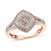 D'Joy Natural Pink and White Diamond (I3) Ring in 18K Vermeil RG Over Sterling Silver (Size 10.0) 0.50 ctw