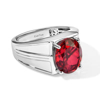 EverTrue Blazing Red Quartz Men's Ring in Platinum Bond (Size 10.0) 5.50 ctw