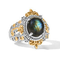 EverTrue Malagasy Labradorite Solitaire Ring in 18K YG Plated and Platinum Bond (Size 6.0) 3.50 ctw