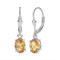 D'Joy Brazilian Citrine Earrings in Rhodium Over Sterling Silver 2.20 ctw