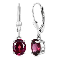 D'Joy Orissa Rhodolite Garnet Lever Back Earrings in Rhodium Over Sterling Silver 3.30 ctw