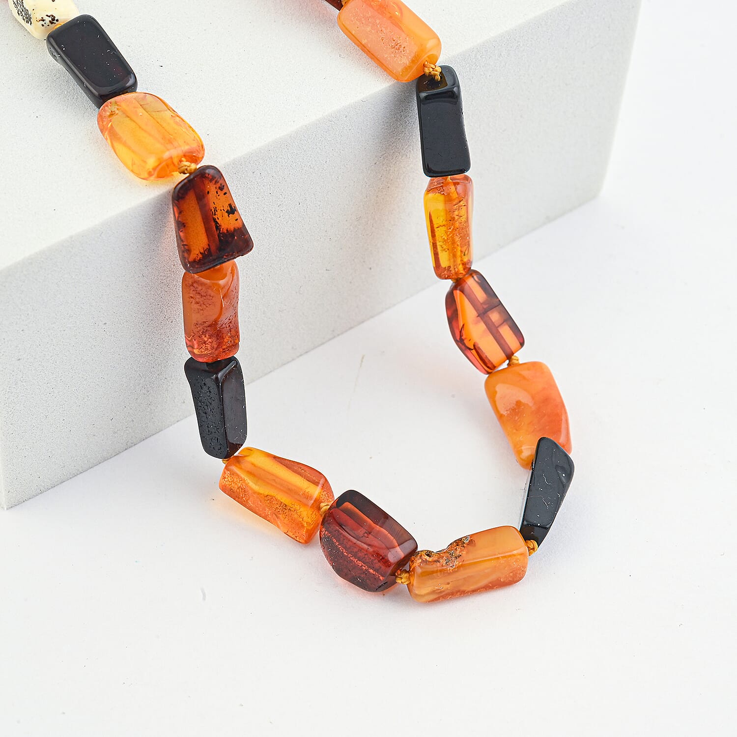 Mixed Amber Beaded Necklace (16 Inches)