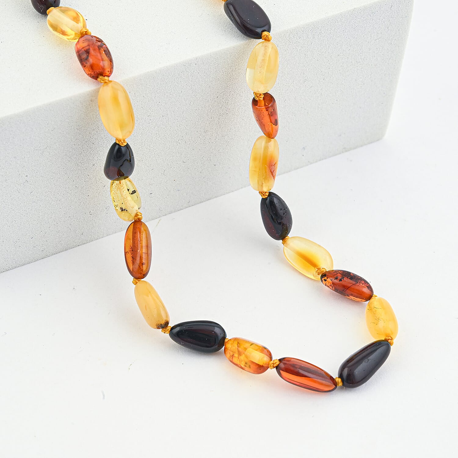 Mixed Amber Beaded Necklace (22 Inches)