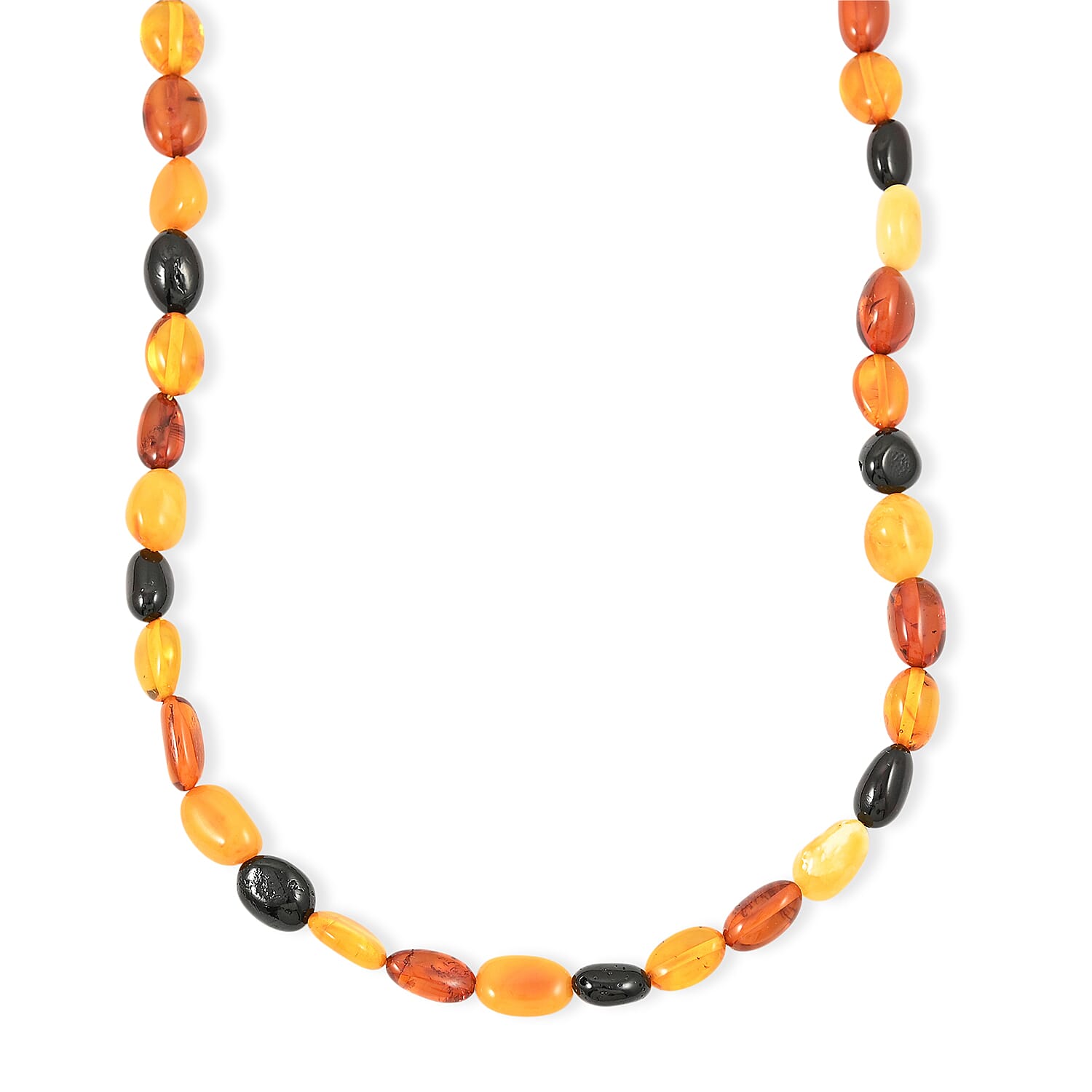 Multi Color Amber Autumn Beaded Necklace (22 Inches)