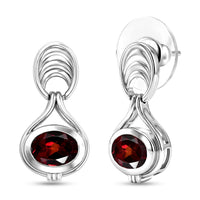 D'Joy Orissa Rose Garnet Earrings in Rhodium Over Sterling Silver 3.00 ctw