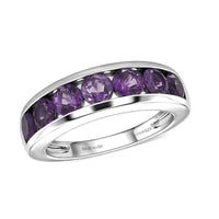 D'Joy African Amethyst Ring in Rhodium Over Sterling Silver (Size 6.0) 1.65 ctw
