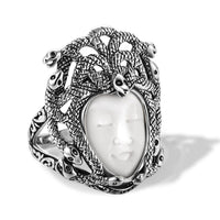 D''Joy Bali Goddess Carved Bone Ring in Sterling Silver (Size 5.0)
