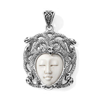 D''Joy Bali Goddess Carved Bone Pendant Without Chain in Sterling Silver