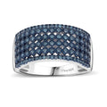 D'Joy Natural Blue Diamond Wide Band Ring in Rhodium Over Sterling Silver (Size 10.0) 0.50 ctw - Sticky add to cart bar