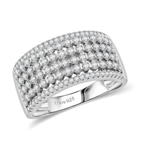 D'Joy Natural Blue Diamond Wide Band Ring in Rhodium Over Sterling Silver (Size 10.0) 0.50 ctw