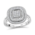 D'Joy Diamond Double Halo Ring in Rhodium Over Sterling Silver (Size 10.0) 0.50 ctw - Sticky add to cart bar