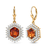 D'Joy AAA Santa Ana Madeira Citrine, Moissanite Earrings in 18K Vermeil YG Over Sterling Silver 6.50 ctw