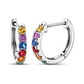 D'Joy Premium Multi Sapphire 1.20 ctw Hoop Earrings in Rhodium Over Sterling Silver - Sticky add to cart bar