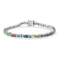 D'Joy Premium Multi Sapphire, Sleeping Beauty Turquoise Vivid Skyline Bracelet in Rhodium Over Sterling Silver - Sticky add to cart bar