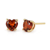 D'Joy Premium Red Citrine Heart Stud Earrings in 18K Vermeil YG Over Sterling Silver 1.50 ctw