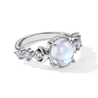 EverTrue Rainbow Moonstone and Moissanite 3.90 ctw Ring in Platinum Bond (Size 6.0)