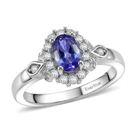 EverTrue Tanzanite and White Zircon 0.85 ctw Ring in Platinum Bond (Size 8.0)