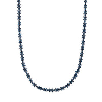 D'Joy Natural Blue Diamond Blooming Flower Necklace (20 Inches) in Rhodium Over Sterling Silver 4.15 ctw