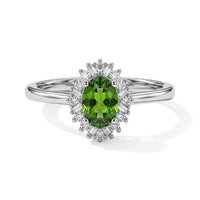 D''Joy Chrome Diopside and Diamond 0.50 ctw Ring in Rhodium Over Sterling Silver (Size 6.0)