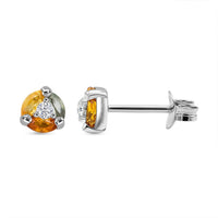 Premium Rainbow Sapphire and Luxuriant Lab Grown Diamond G-H SI 0.80 ctw Color Spark Stud Earrings in Rhodium Over Sterling Silver