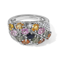 EverTrue Multi Sapphire, Moissanite 3.30 ctw Ring in Platinum Bond (Size 7.0)