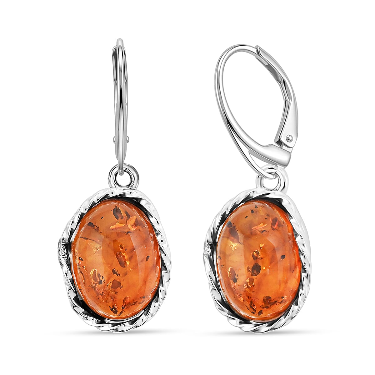 Baltic Amber Drop Earrings in Sterling Silver