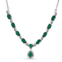 EverTrue Green Onyx and White Zircon 4.75 ctw Necklace in Platinum Bond and Stainless Steel 18 Inches