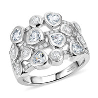 D'Joy White Topaz 2.10 ctw Ring in Rhodium Over Sterling Silver